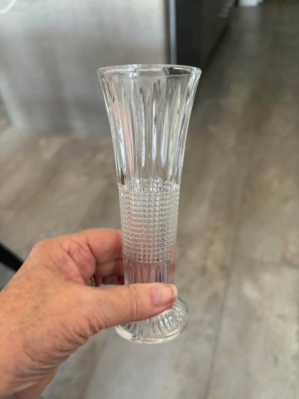 vintage Italian pressed glass Diamond Point Pattern vase